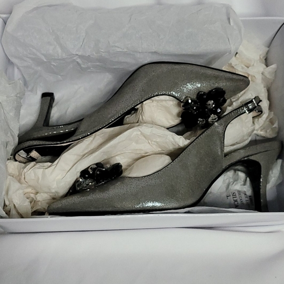 Caparros Gun Metal Jewel High Heel Evening Shoes - Picture 11 of 13